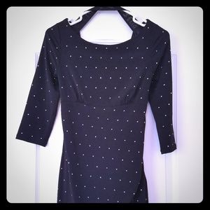 Express Black 3/4 Sleeve Silver Rinestone Dress